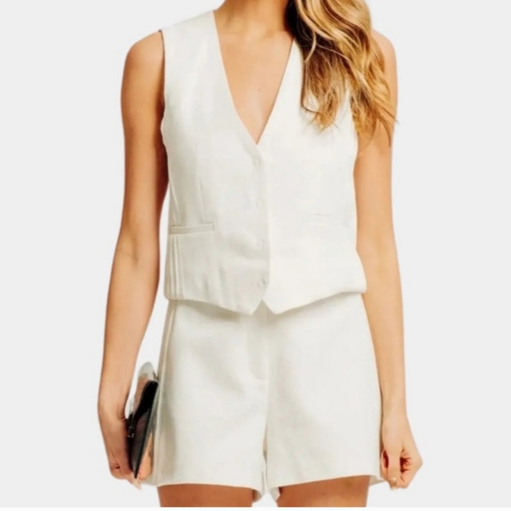 Torn by Ronny Kobo White Tailored Shorts set